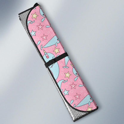 Narwhal Cartoon Cute Print Car Sun Shade For Windshield