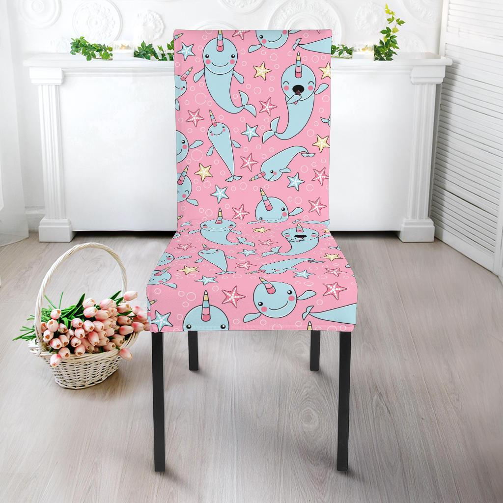 Narwhal Cartoon Cute Print Dining Chair Slipcover-JTAMIGO.COM