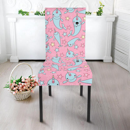 Narwhal Cartoon Cute Print Dining Chair Slipcover-JTAMIGO.COM