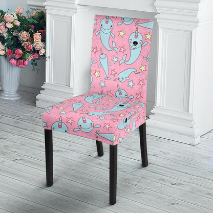 Narwhal Cartoon Cute Print Dining Chair Slipcover-JTAMIGO.COM