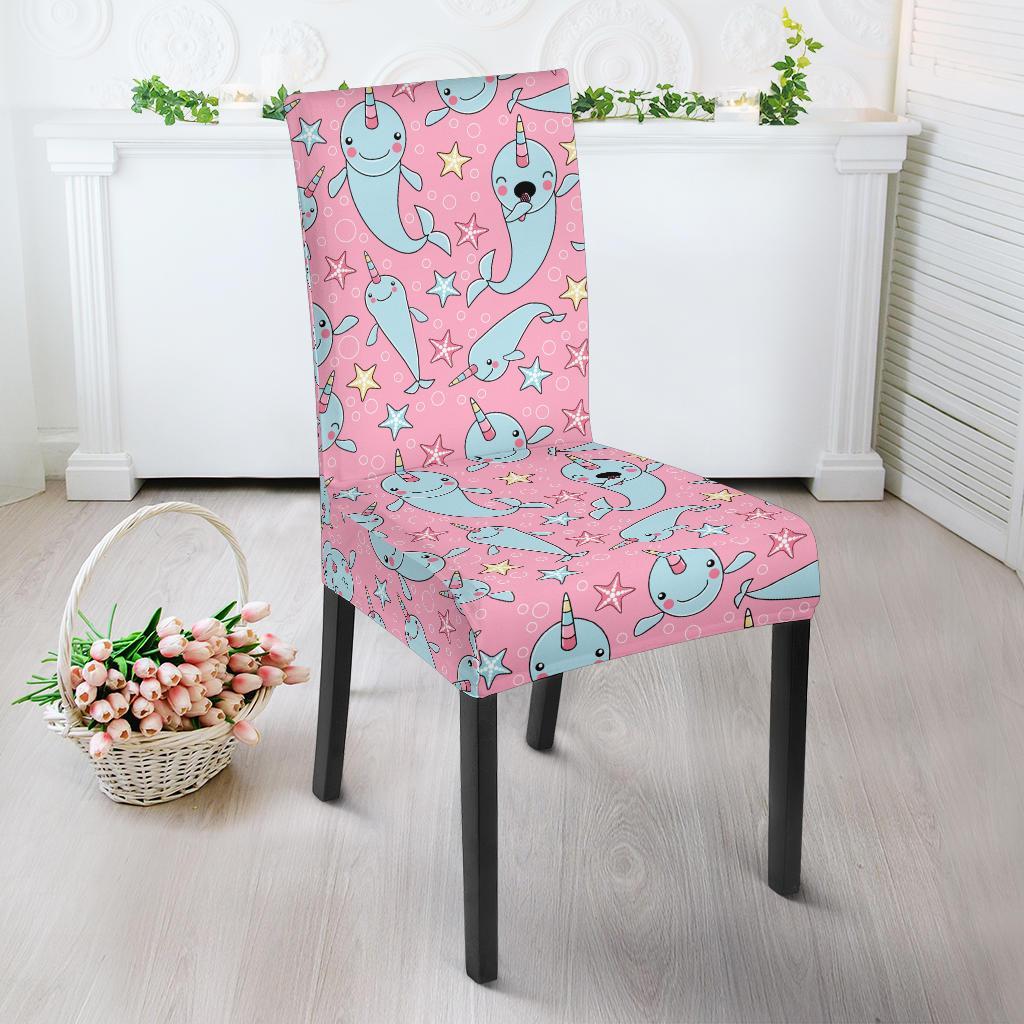 Narwhal Cartoon Cute Print Dining Chair Slipcover-JTAMIGO.COM