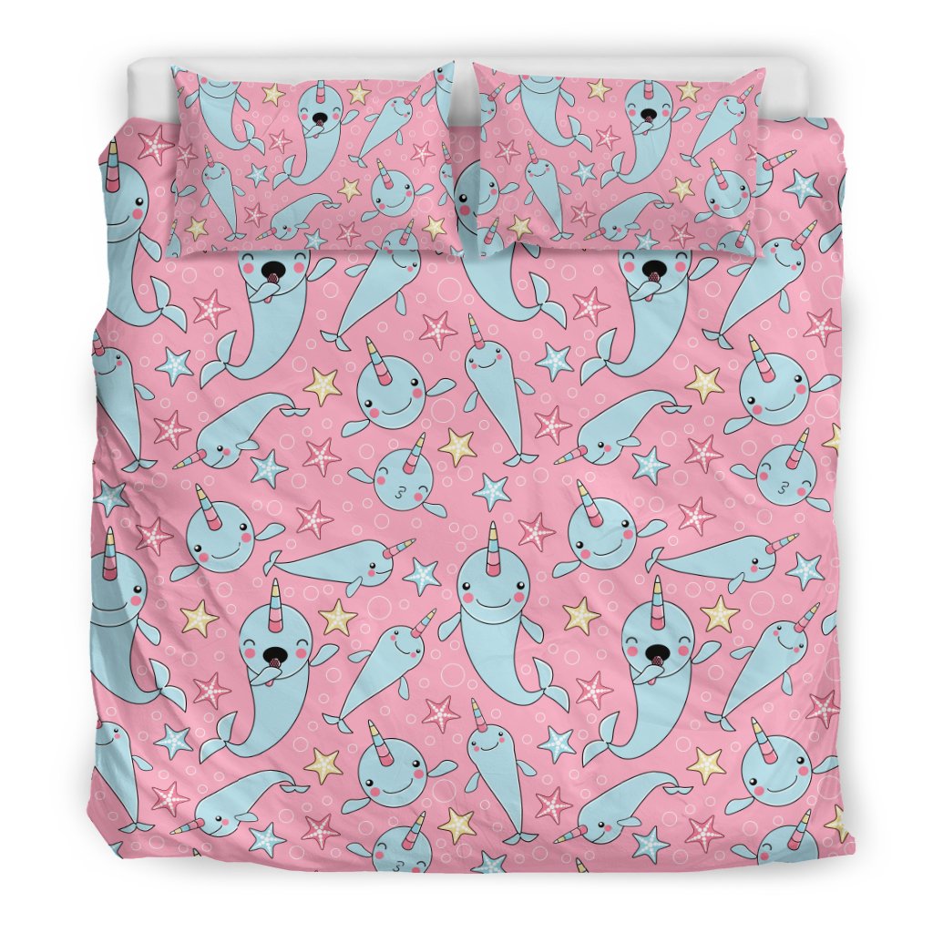 Narwhal Cartoon Cute Print Duvet Cover Bedding Set