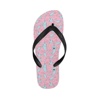 Narwhal Cartoon Cute Print Flip Flops-JTAMIGO.COM