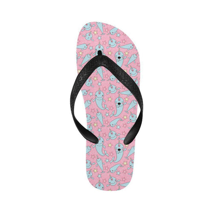 Narwhal Cartoon Cute Print Flip Flops-JTAMIGO.COM