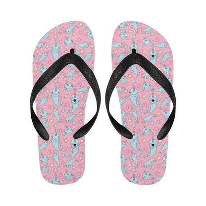 Narwhal Cartoon Cute Print Flip Flops-JTAMIGO.COM