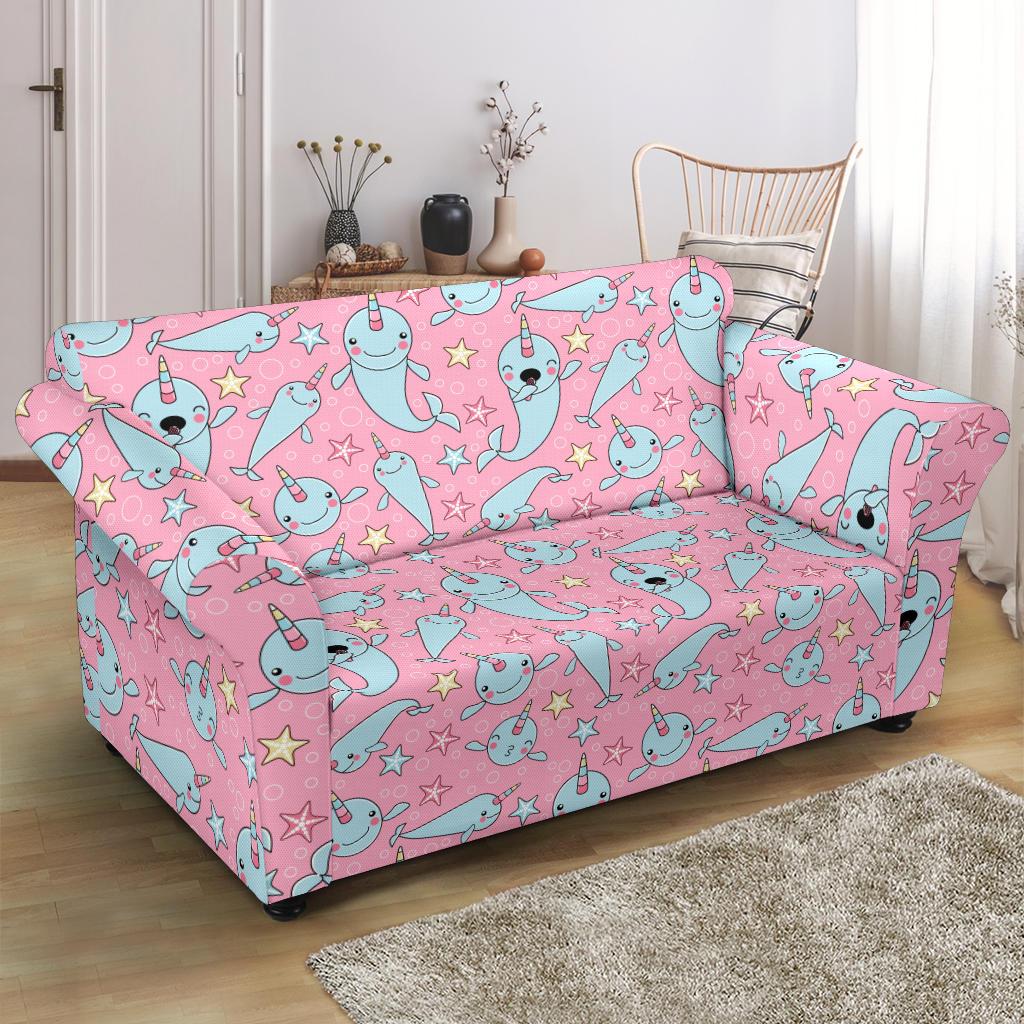 Narwhal Cartoon Cute Print Loveseat Slipcover-JTAMIGO.COM