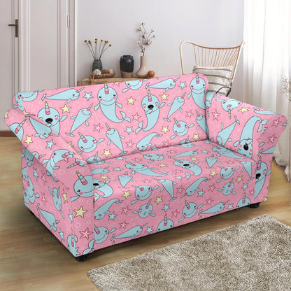 Narwhal Cartoon Cute Print Loveseat Slipcover-JTAMIGO.COM