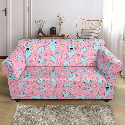 Narwhal Cartoon Cute Print Loveseat Slipcover-JTAMIGO.COM
