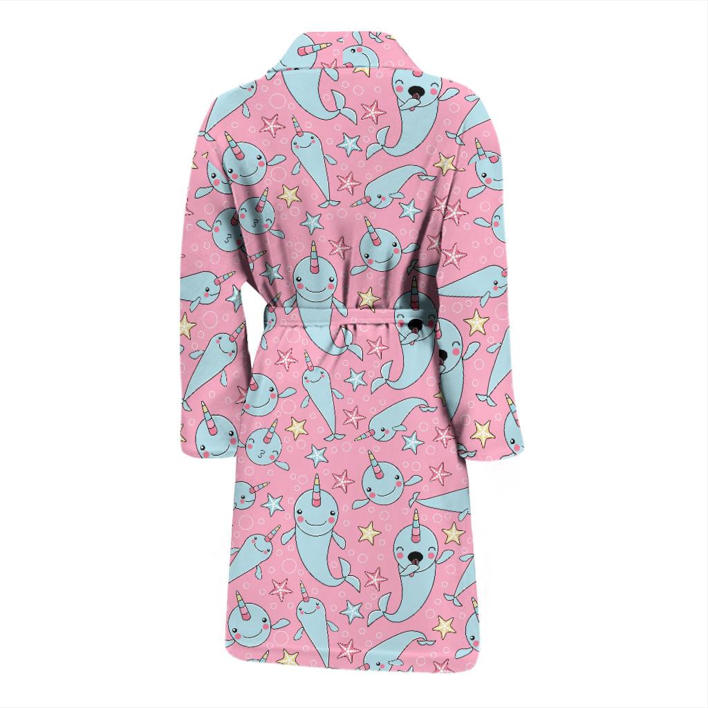 Narwhal Cartoon Cute Print Men Bath Robe-JTAMIGO.COM