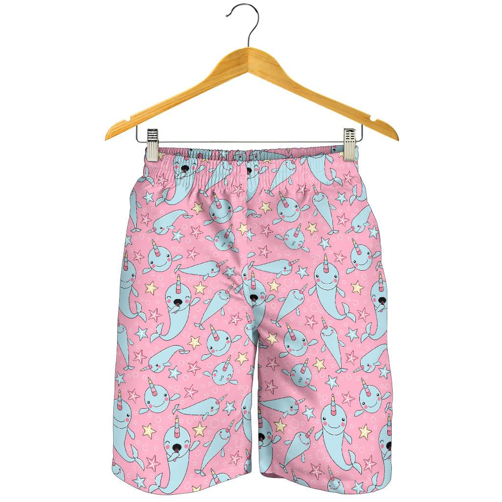Narwhal Cartoon Cute Print Mens Shorts-JTAMIGO.COM