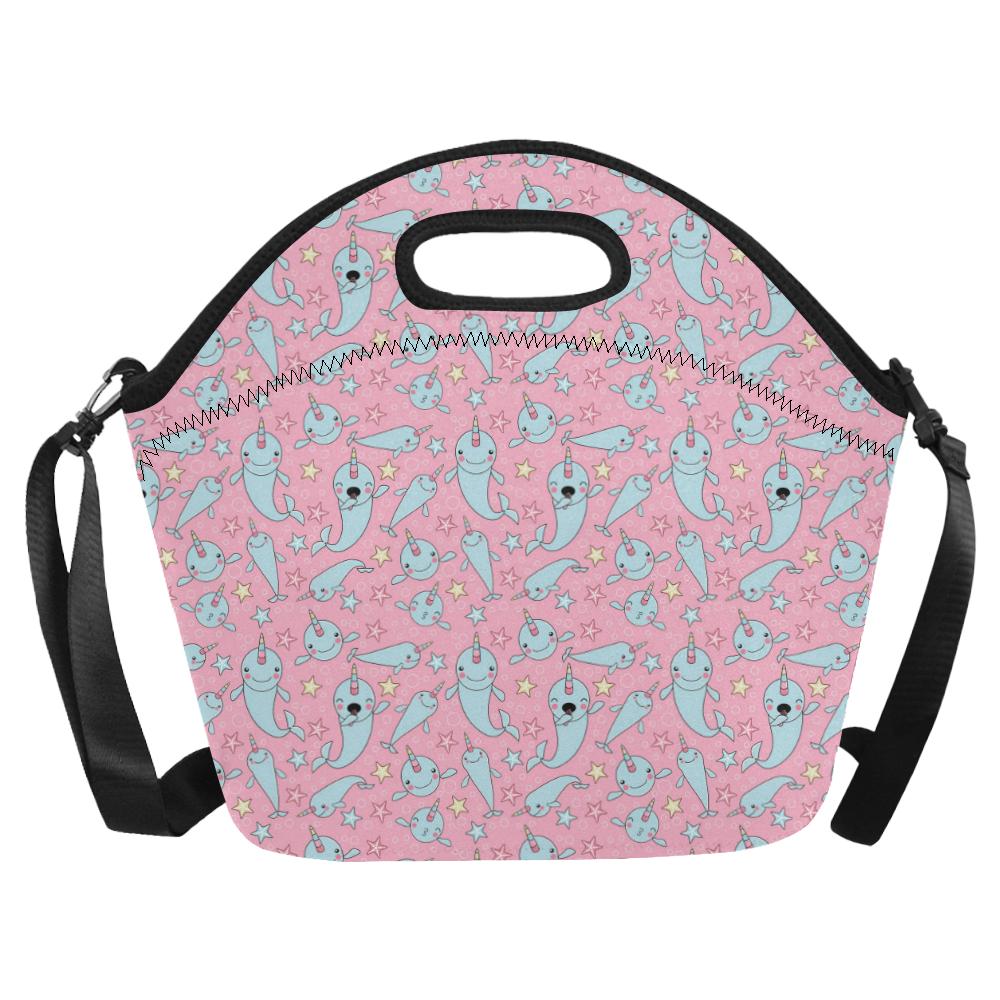 Narwhal Cartoon Cute Print Neoprene Lunch Bag (Model 1669)(Large)-JTAMIGO.COM