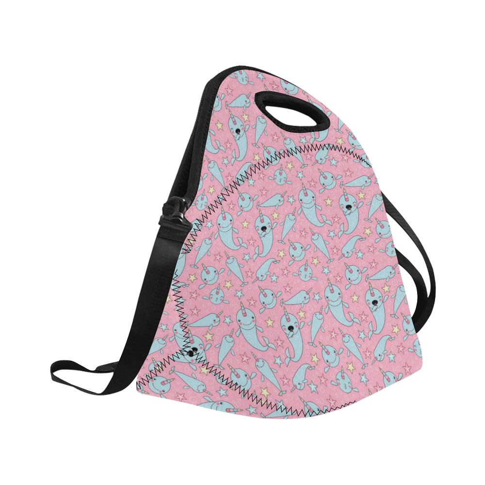 Narwhal Cartoon Cute Print Neoprene Lunch Bag (Model 1669)(Large)-JTAMIGO.COM