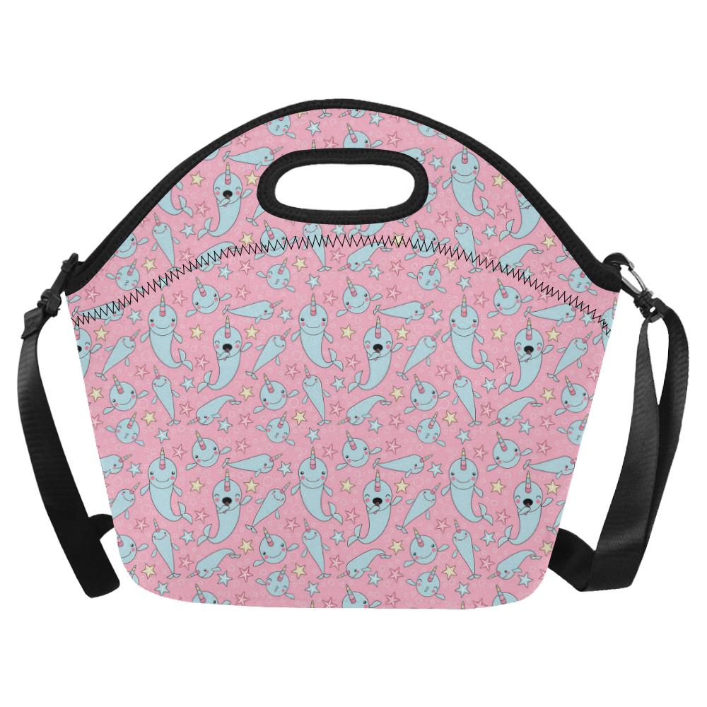 Narwhal Cartoon Cute Print Neoprene Lunch Bag (Model 1669)(Large)-JTAMIGO.COM