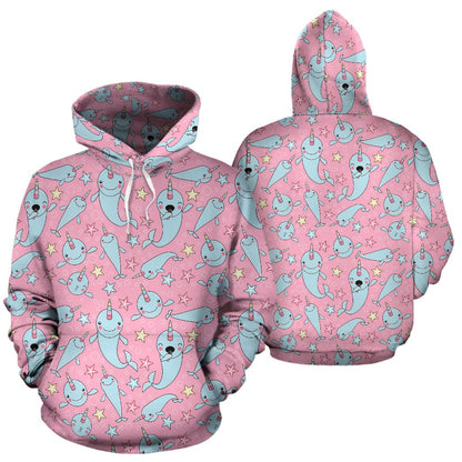 Narwhal Cartoon Cute Print Pullover Hoodie