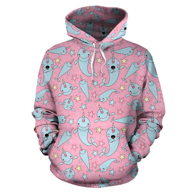 Narwhal Cartoon Cute Print Pullover Hoodie