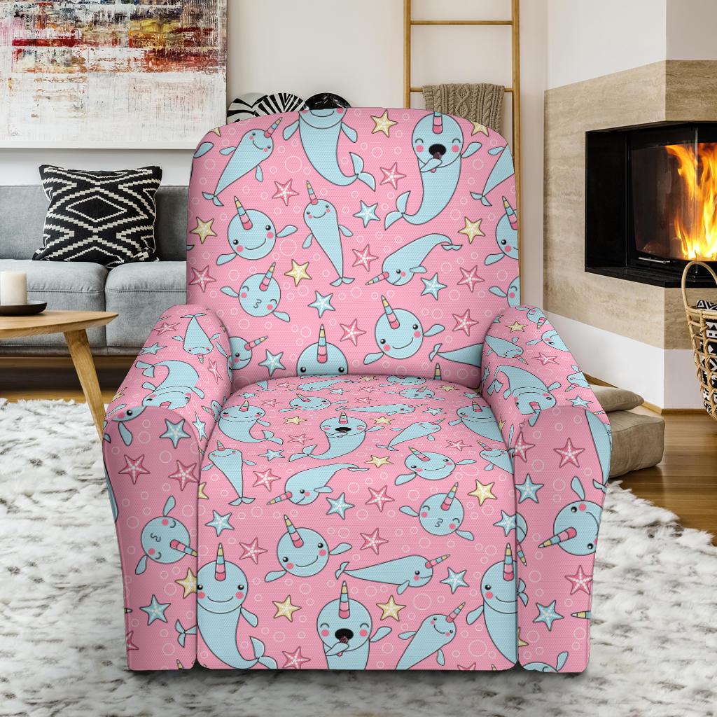 Narwhal Cartoon Cute Print Single Sofa Slipcover -JTAMIGO.COM