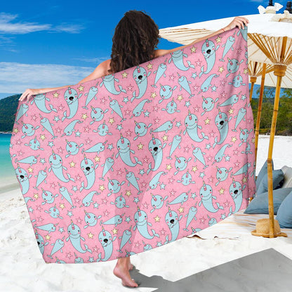 Narwhal Cartoon Cute Print Sarong Pareo Wrap