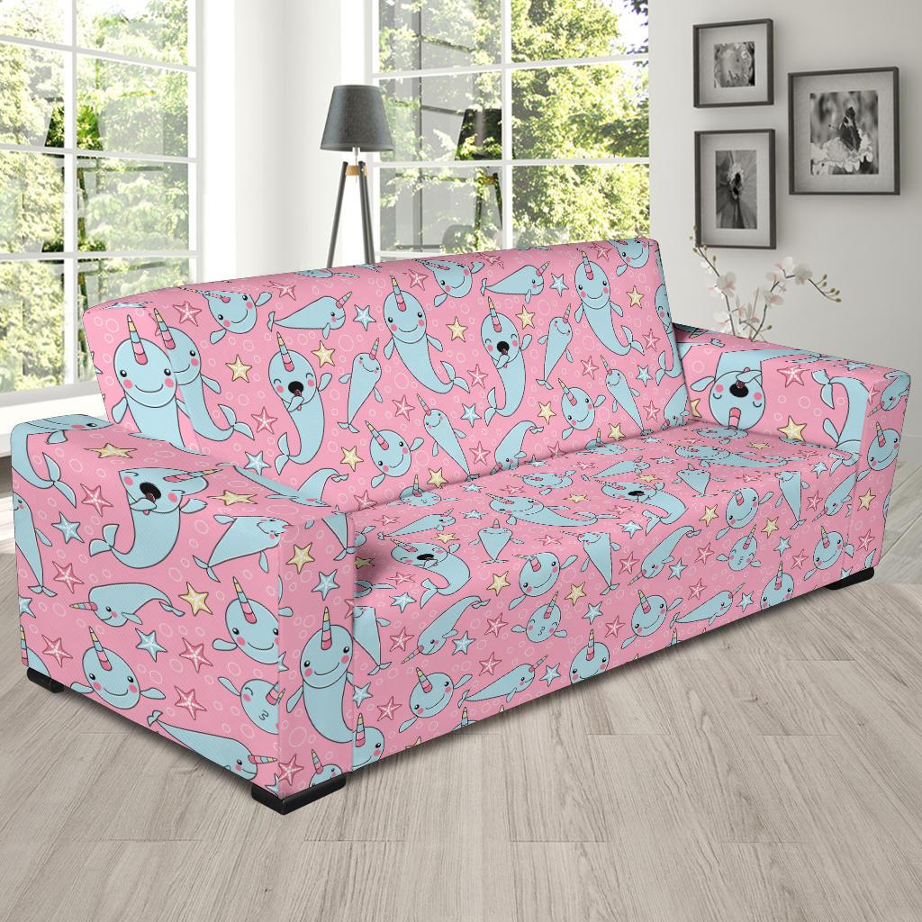 Narwhal Cartoon Cute Print Sofa Slipcover-JTAMIGO.COM