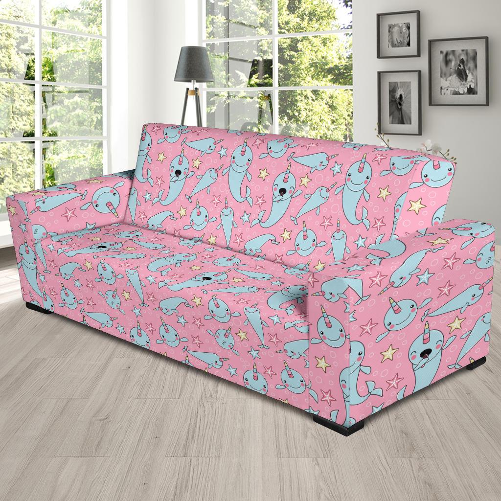 Narwhal Cartoon Cute Print Sofa Slipcover-JTAMIGO.COM