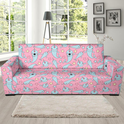 Narwhal Cartoon Cute Print Sofa Slipcover-JTAMIGO.COM