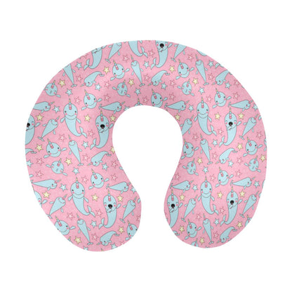Narwhal Cartoon Cute Print U-Shaped Travel Neck Pillow-JTAMIGO.COM