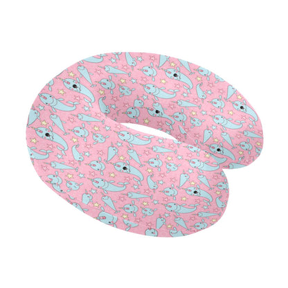 Narwhal Cartoon Cute Print U-Shaped Travel Neck Pillow-JTAMIGO.COM