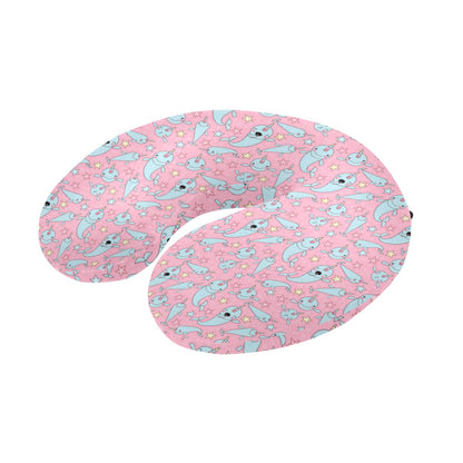 Narwhal Cartoon Cute Print U-Shaped Travel Neck Pillow-JTAMIGO.COM