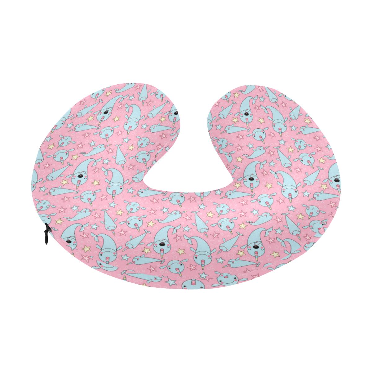 Narwhal Cartoon Cute Print U-Shaped Travel Neck Pillow-JTAMIGO.COM