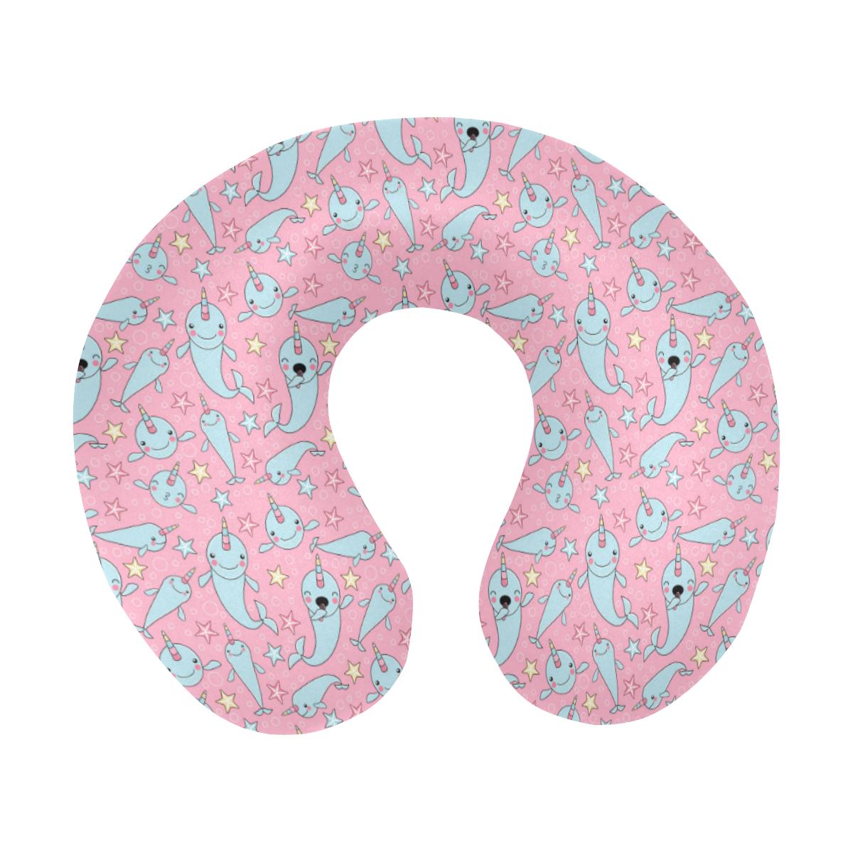 Narwhal Cartoon Cute Print U-Shaped Travel Neck Pillow-JTAMIGO.COM