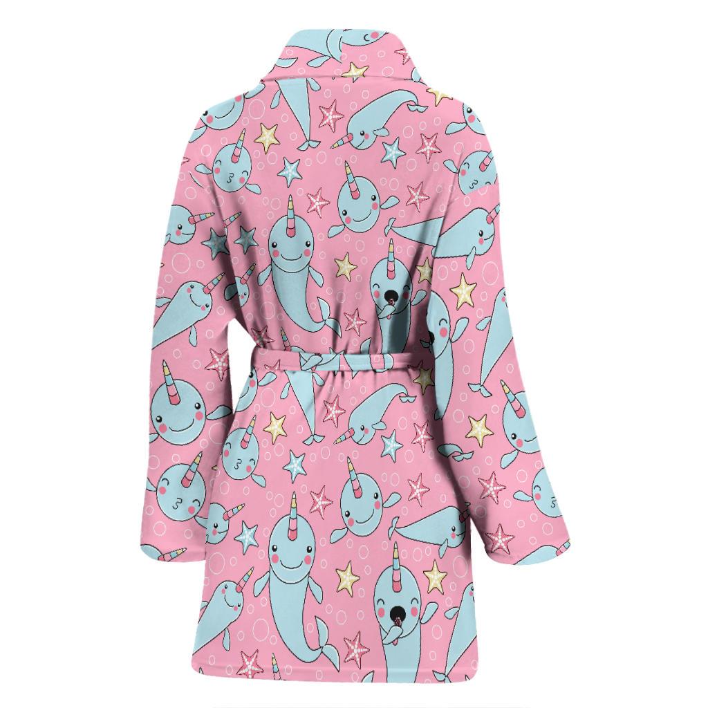 Narwhal Cartoon Cute Print Women Bath Robe-JTAMIGO.COM