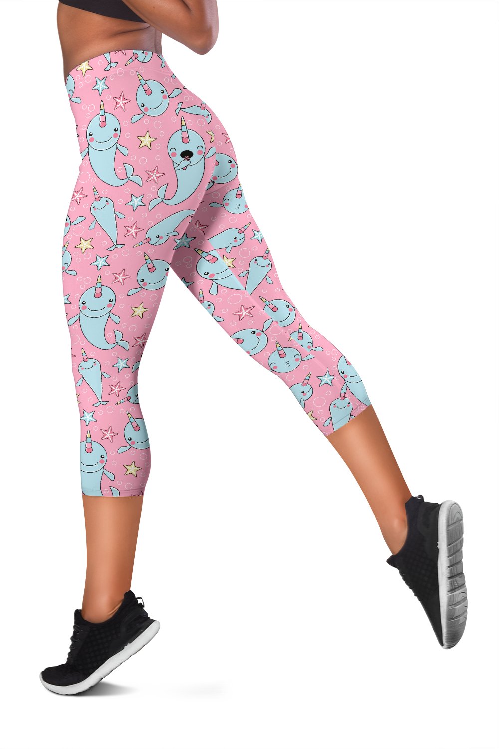 Narwhal Cartoon Cute Print Women Capris