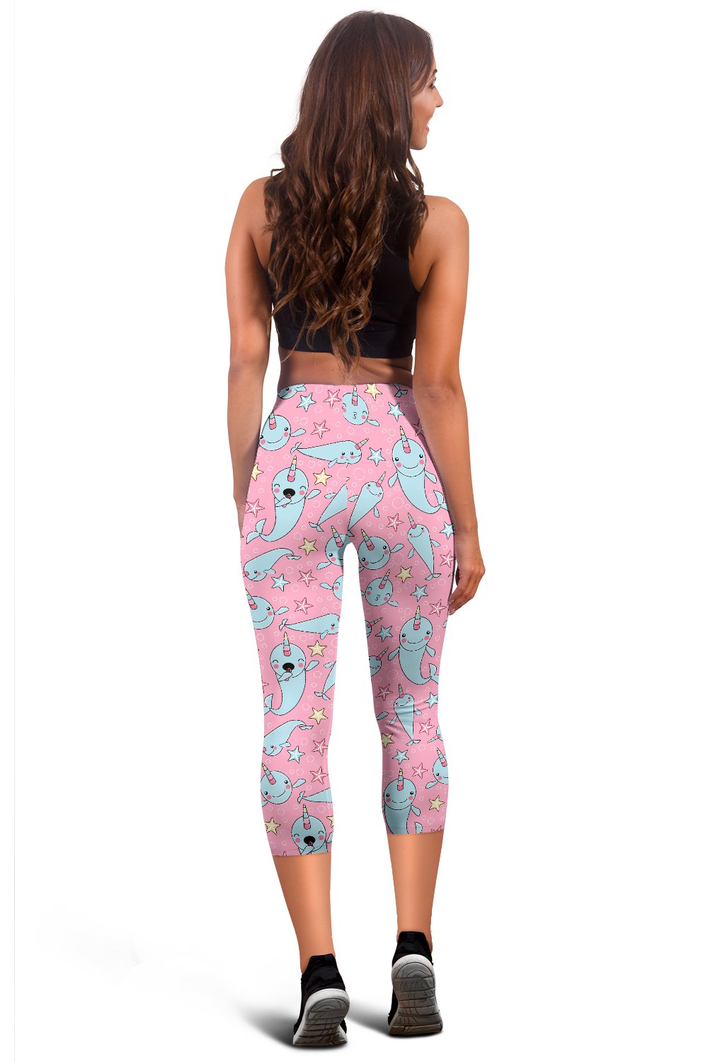 Narwhal Cartoon Cute Print Women Capris