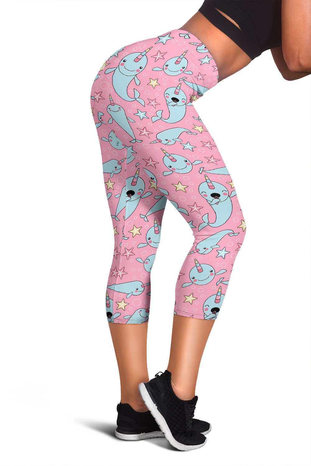 Narwhal Cartoon Cute Print Women Capris