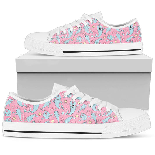 Narwhal Cartoon Cute Print Women Low Top Shoes