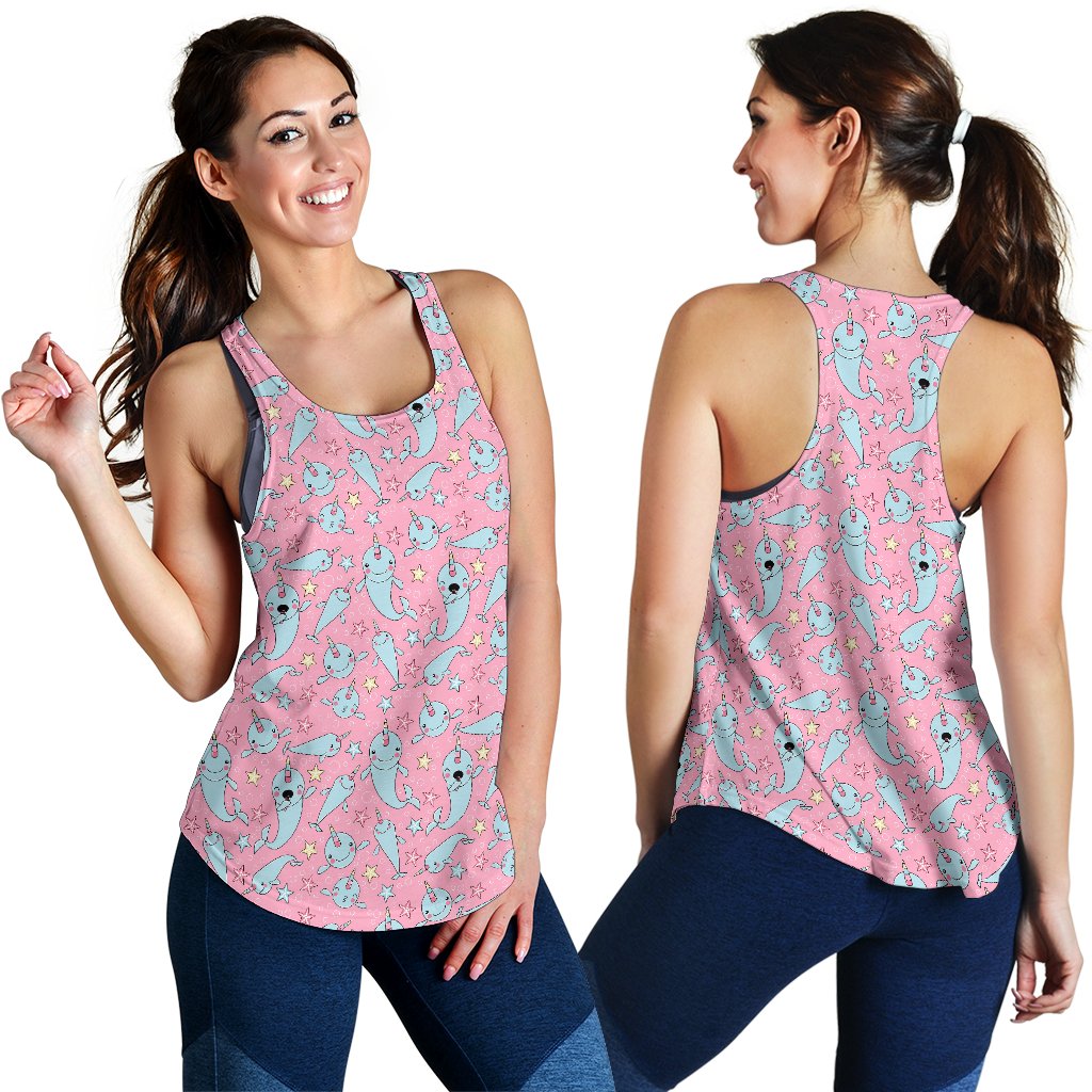Narwhal Cartoon Cute Print Women Racerback Tank Top