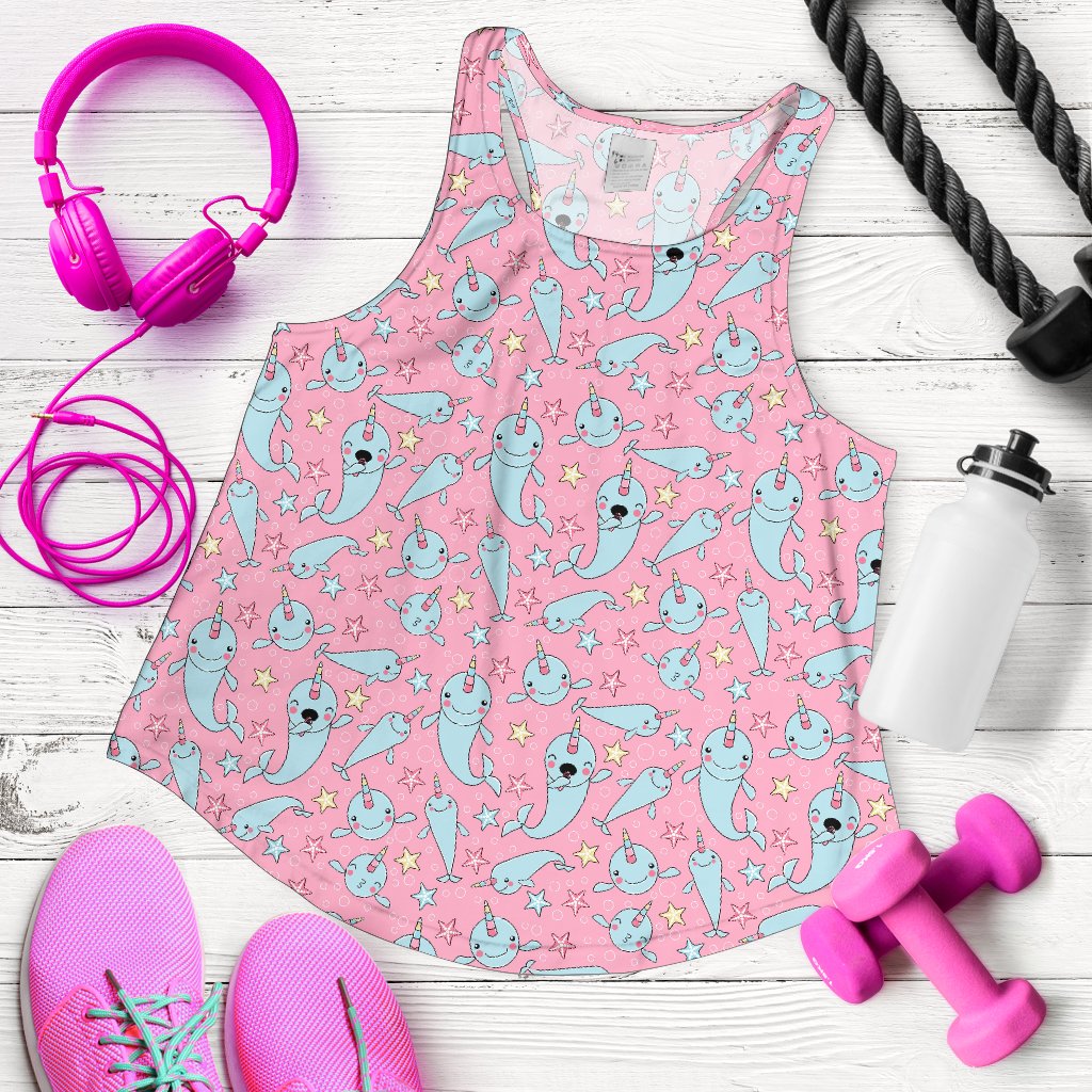 Narwhal Cartoon Cute Print Women Racerback Tank Top