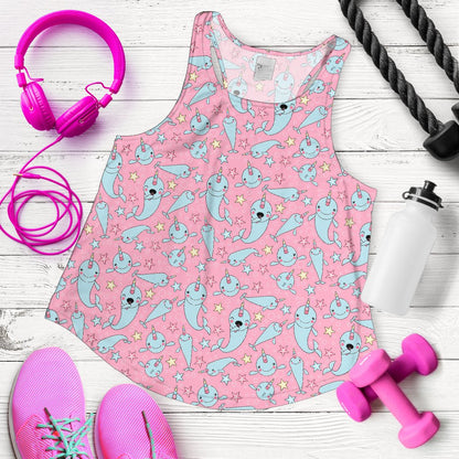 Narwhal Cartoon Cute Print Women Racerback Tank Top
