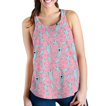 Narwhal Cartoon Cute Print Women Racerback Tank Top
