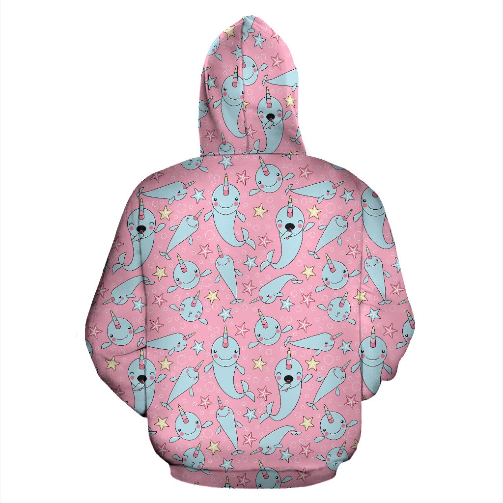 Narwhal Cartoon Cute Print Zip Up Hoodie