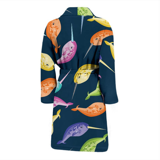 Narwhal Colorful Pattern Print Design 03 Men Bathrobe-JORJUNE.COM
