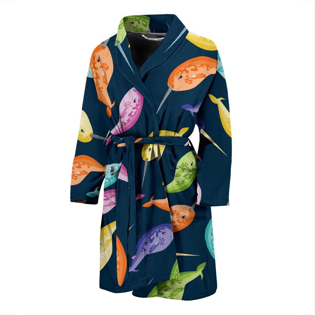 Narwhal Colorful Pattern Print Design 03 Men Bathrobe-JORJUNE.COM