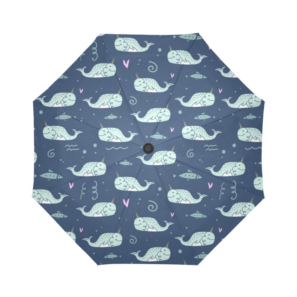 Narwhal Design Print Automatic Foldable Umbrella
