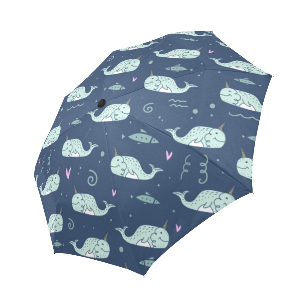 Narwhal Design Print Automatic Foldable Umbrella