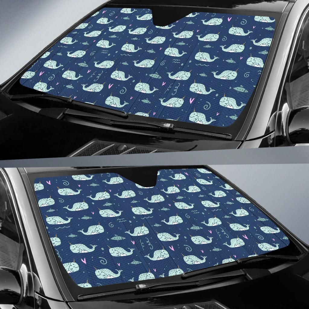 Narwhal Design Print Car Sun Shade For Windshield