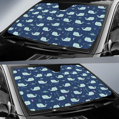 Narwhal Design Print Car Sun Shade For Windshield