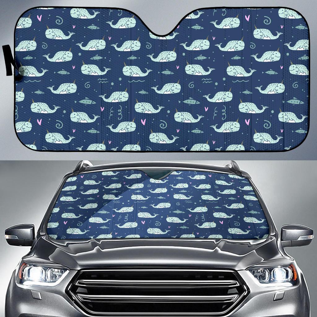 Narwhal Design Print Car Sun Shade For Windshield