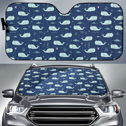 Narwhal Design Print Car Sun Shade For Windshield