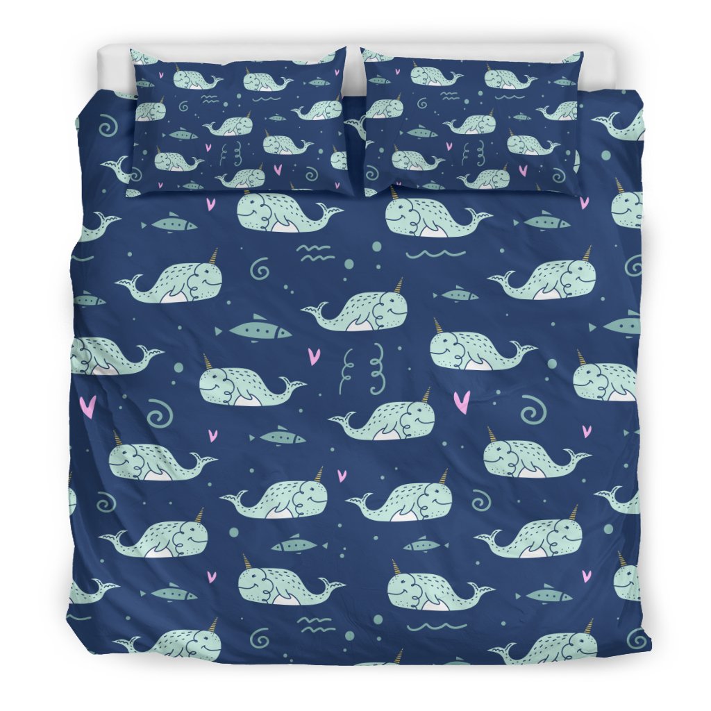 Narwhal Design Print Duvet Cover Bedding Set