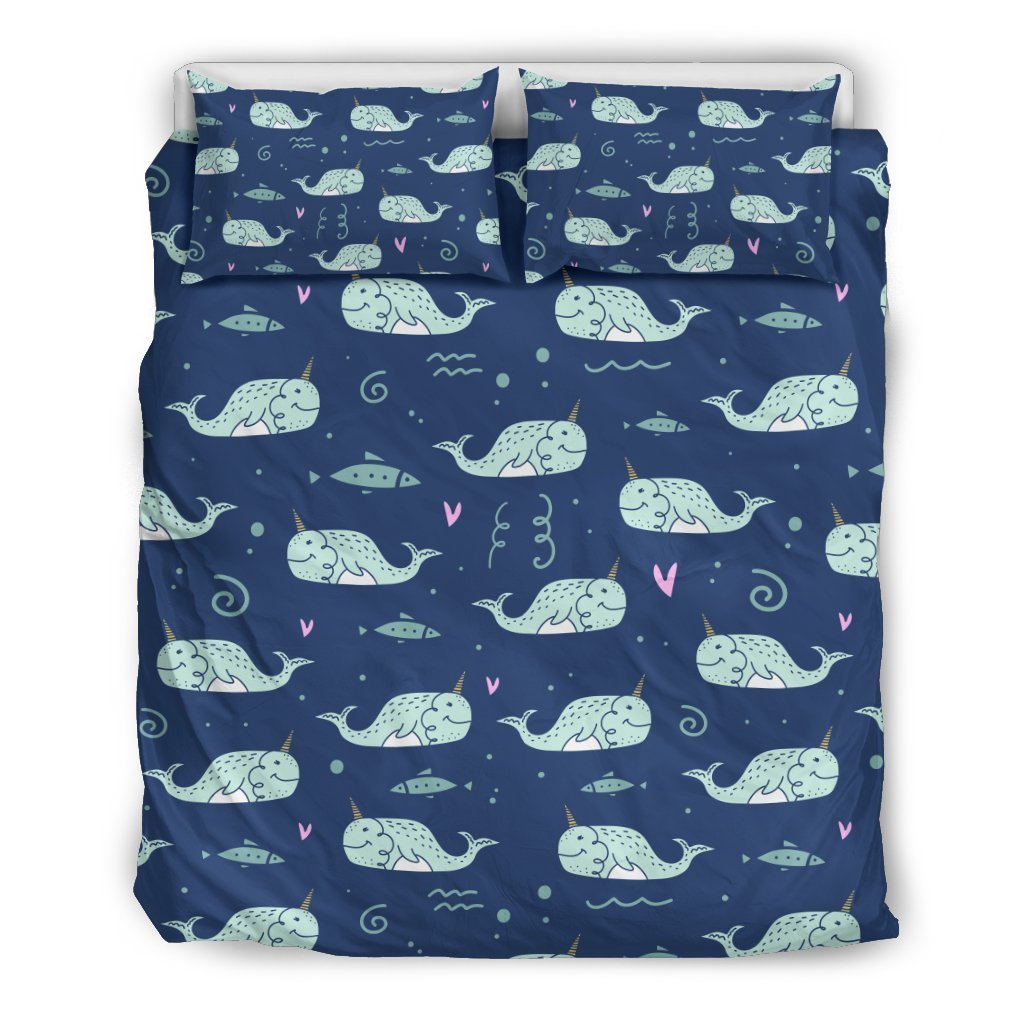 Narwhal Design Print Duvet Cover Bedding Set