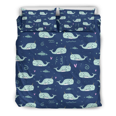 Narwhal Design Print Duvet Cover Bedding Set